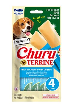Churu Dog Terrine kuřecí se sýrem plemena M 4x30g