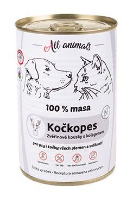 All Animals kočkopes Zvěřinové kousky s kolagenem 400g