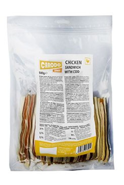 CARODO Dog poch. Kuřecí sendvič s treskou 500g