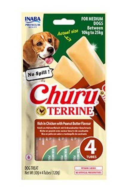 Churu Dog Terrine kuřecí s araš.másl. plemena M 4x30g