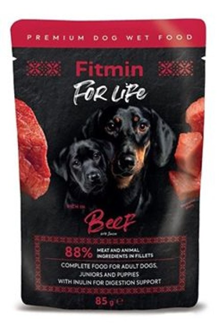 Fitmin For Life dog Hovězí s inulinem kapsa 85g