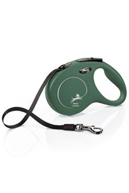 Vodítko FLEXI Classic New M pásek 5m/25kg olivová