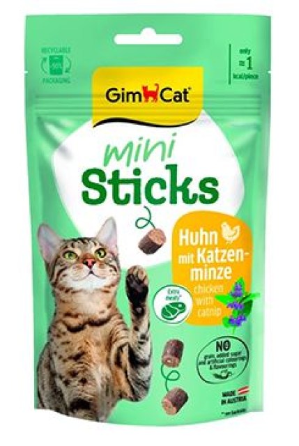 GimCat Mini Sticks kuře se šantou kočičí 50g