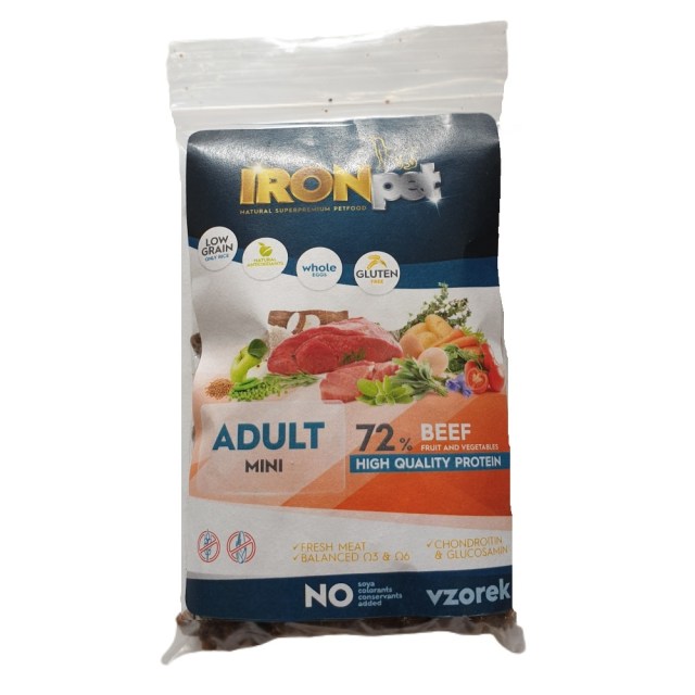 Vzorek IRONpet Dog Mini Adult Beef (Hovězí) 70 g