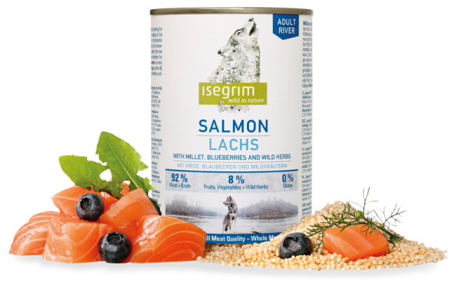 ISEGRIM Adult River: Losos s prosem a borůvkami 400 g