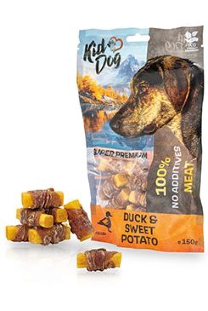 Pochoutka KIDDOG SUPER PREMIUM kachní maso,batáty 150g