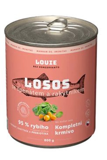 Louie Dog konz. Losos s rakyt.špenátem,prebiotiky 800g