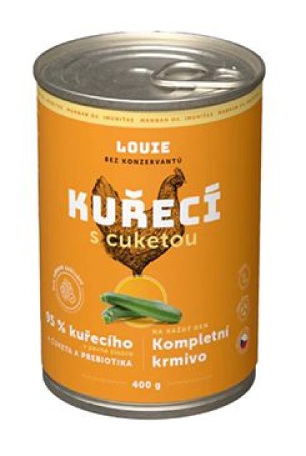 Louie Dog konz. Kuřecí s cuketou a prebiotiky 400g