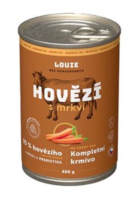 Louie Dog konz. Hovězí s mrkví a prebiotiky 400g