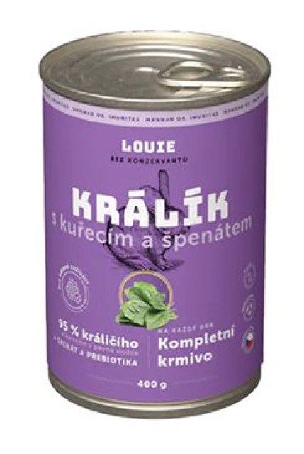 Louie Dog konz. Králík s kuřecím,špen.prebiotiky 400g