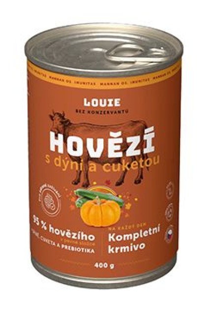 Louie Dog konz. Hovězí s dýní,cuketou a prebiotiky400g