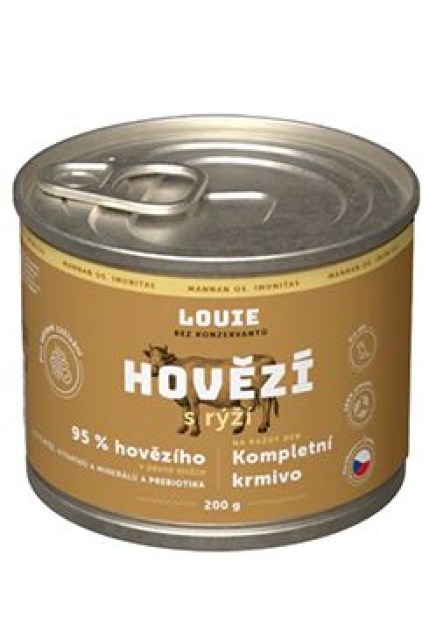 Louie Dog konz. Hovězí s rýží a prebiotiky 200g