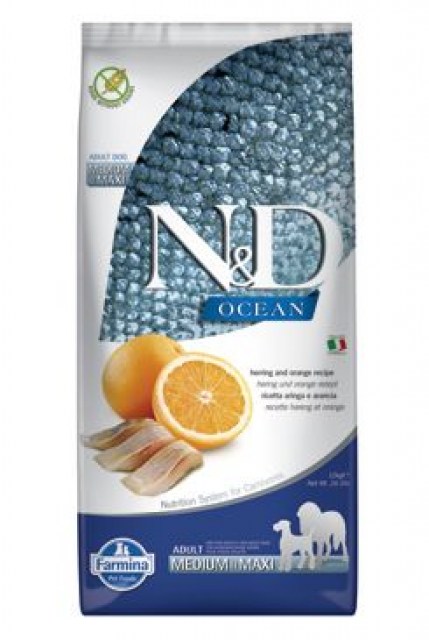 N&D OCEAN DOG Adult M/L Herring & Orange 12kg