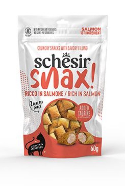 Schesir Cat Snax! pochoutka Lososové polštářky 60g