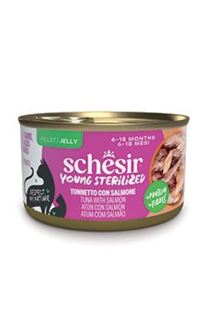 Schesir Cat konz. Young&Sterilized Tuňák+losos 85g