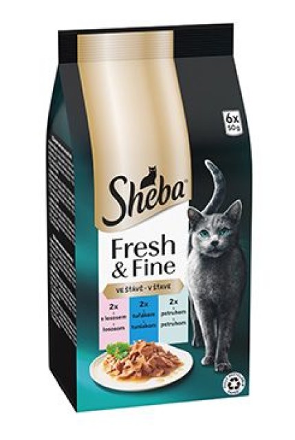 Sheba kapsa Fresh&Fine mix losos,tuňák,pstruh 6x50g