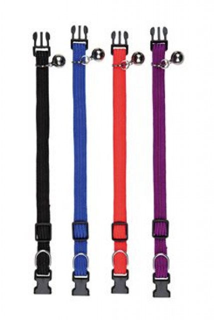 Obojek kočka nylon elast. s rolničkou 32cm mix TR