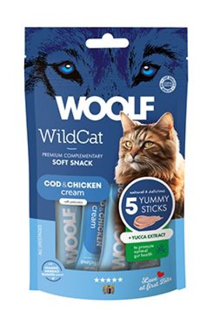 WOOLF WildCat Cream Functional Cod&Chicken 5x14g