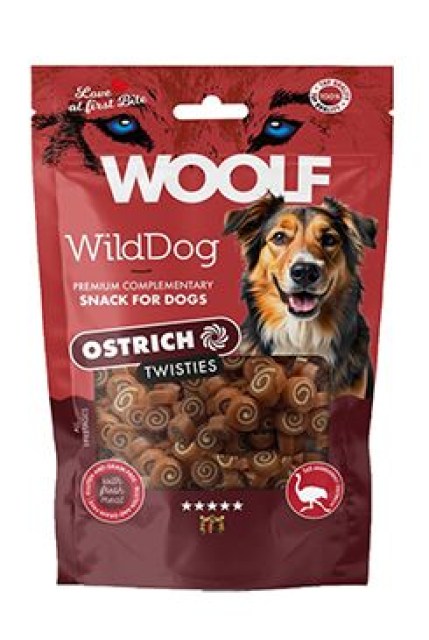 WOOLF WildDog poch. Twisties Ostrich&Cod 100g
