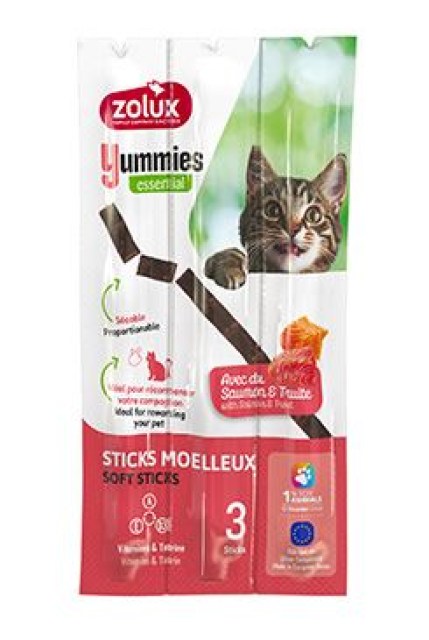 Pochoutka kočka YUMMIES losos a pstruh 3ks Zolux