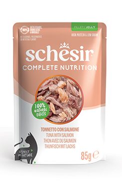 Schesir Cat kapsa Compl.Nutrition Tuňák+losos želé 85g